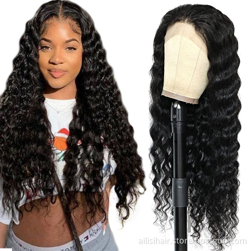 150% 180%  Pre Plucked Curly Lace Wigs 100% Virgin Human Hair Deep Wave 13x4 Lace Front Human Hair Wigs HD Lace Frontal Wigs